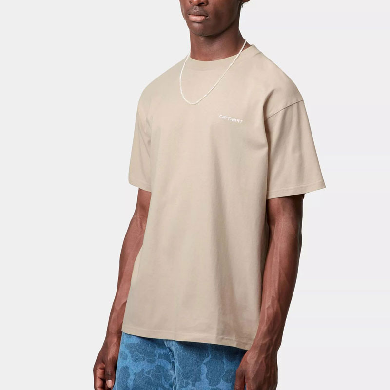 Camiseta Carhartt WIP: SS Script Embroidery Tee (Fleur Sel Wht)