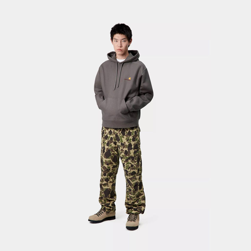 Sudadera Carhartt WIP: Hooded American Script Sweat (Porphyry)