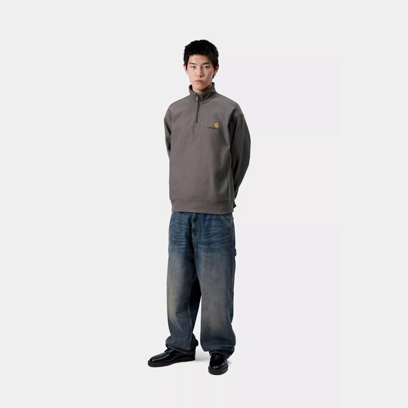 Sudadera Carhartt WIP: Half Zip American Script Sweat (Porphyry)
