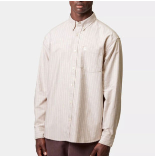 Camisa Carhartt WIP: LS Cassel Shirt (Cassel Strp Bleach White)