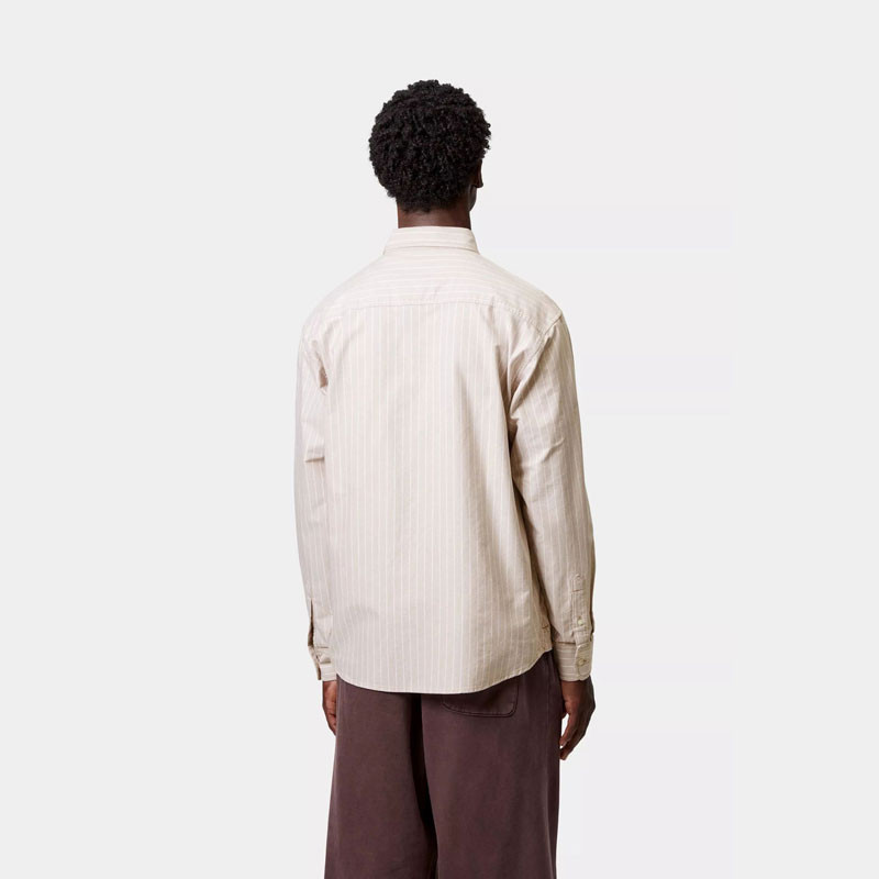 Camisa Carhartt WIP: LS Cassel Shirt (Cassel Strp Bleach White)