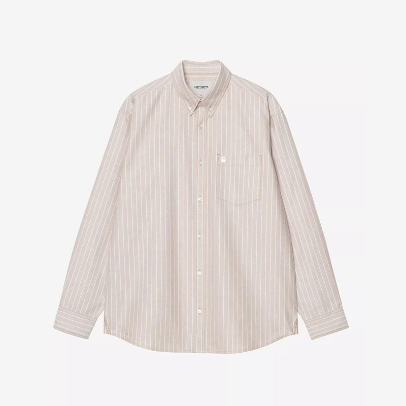 Camisa Carhartt WIP: LS Cassel Shirt (Cassel Strp Bleach White)