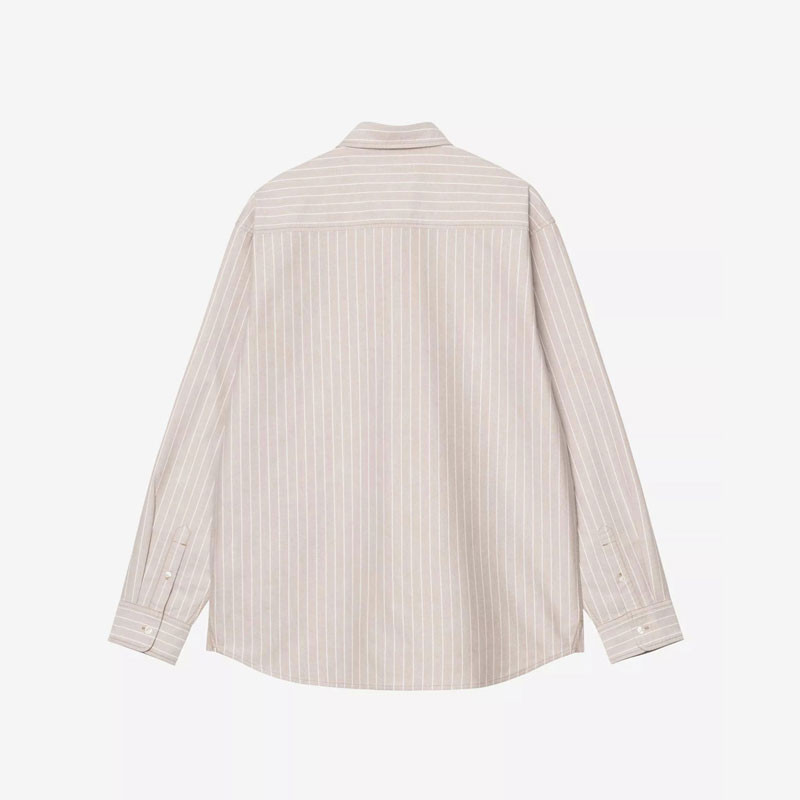 Camisa Carhartt WIP: LS Cassel Shirt (Cassel Strp Bleach White)