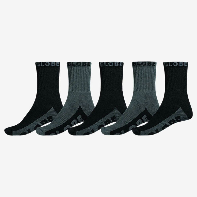 Calcetines Globe: BG Crew Sock 5 Pack (Black Grey)