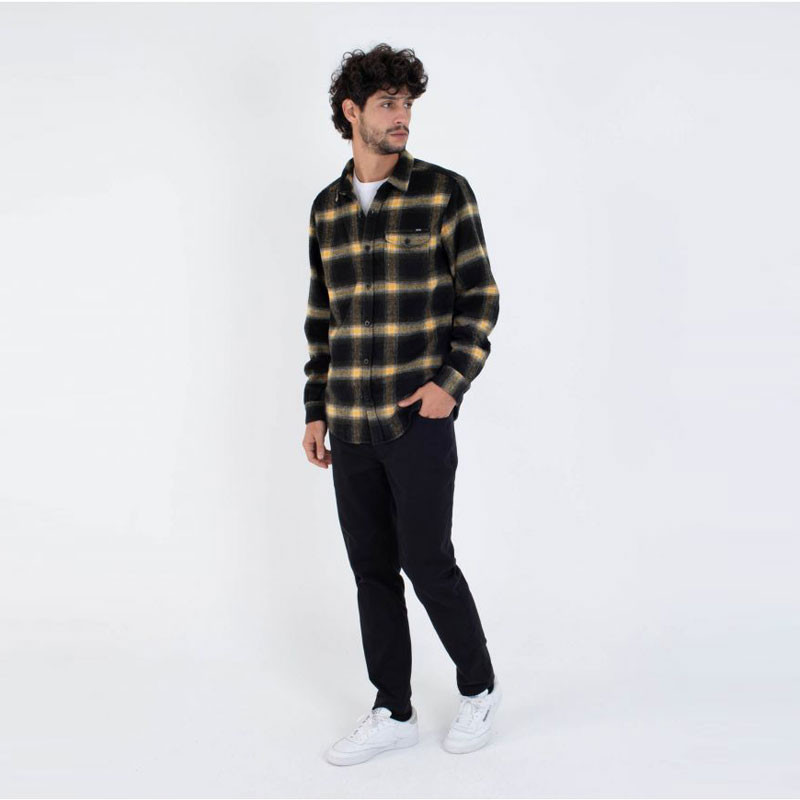 Camisa Hurley: Portland Heavyweight Flannel (Black)