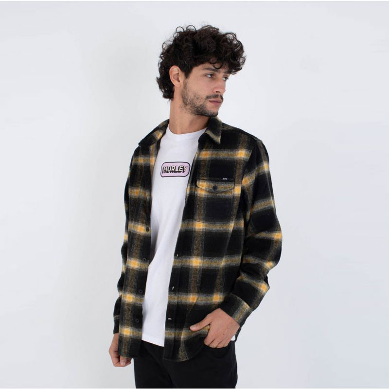 Camisa Hurley: Portland Heavyweight Flannel (Black)