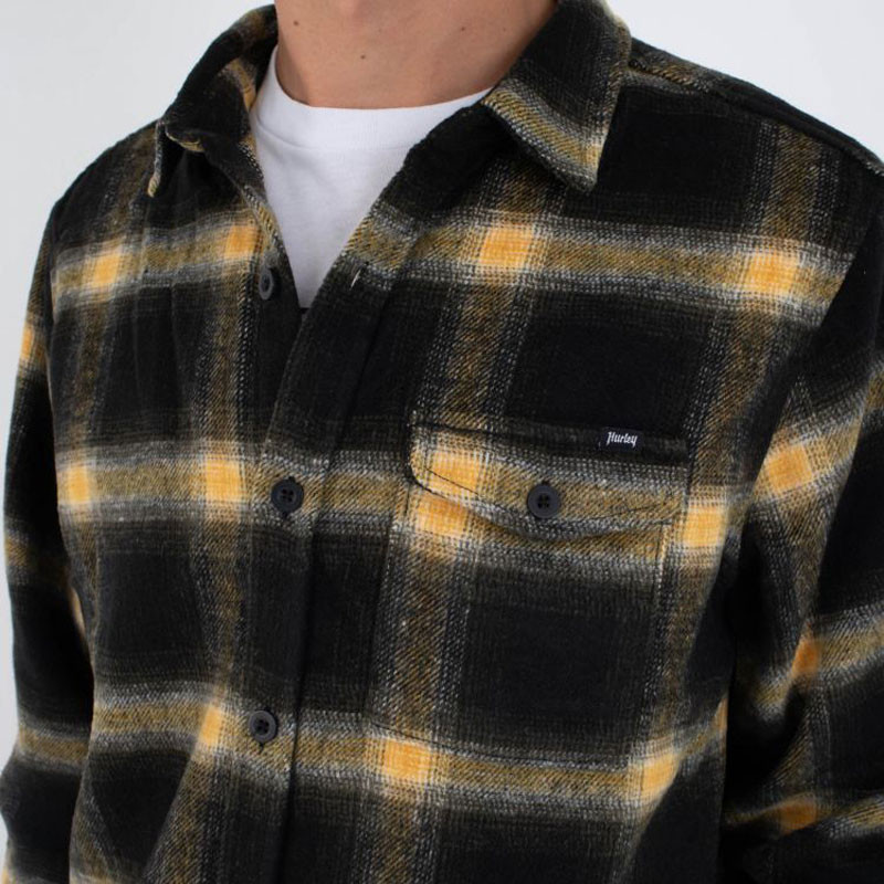 Camisa Hurley: Portland Heavyweight Flannel (Black)