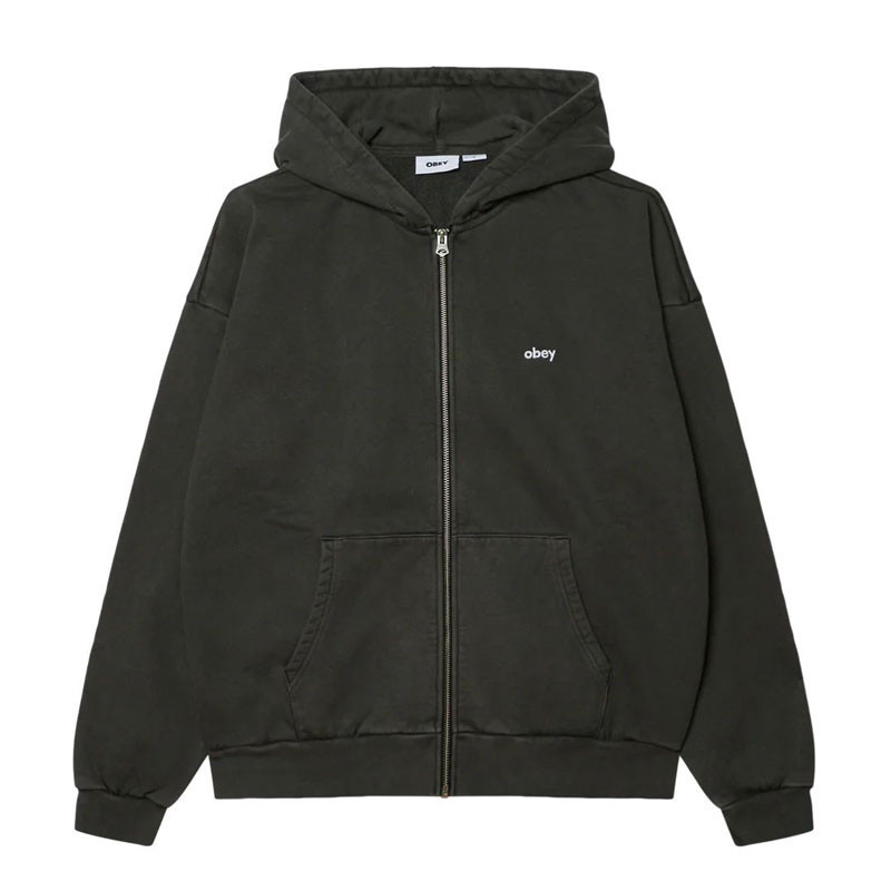 Sudadera Obey: Lowercase Pigment Zip Hood (Pgmnt Prt Blk)