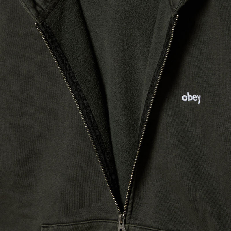 Sudadera Obey: Lowercase Pigment Zip Hood (Pgmnt Prt Blk)