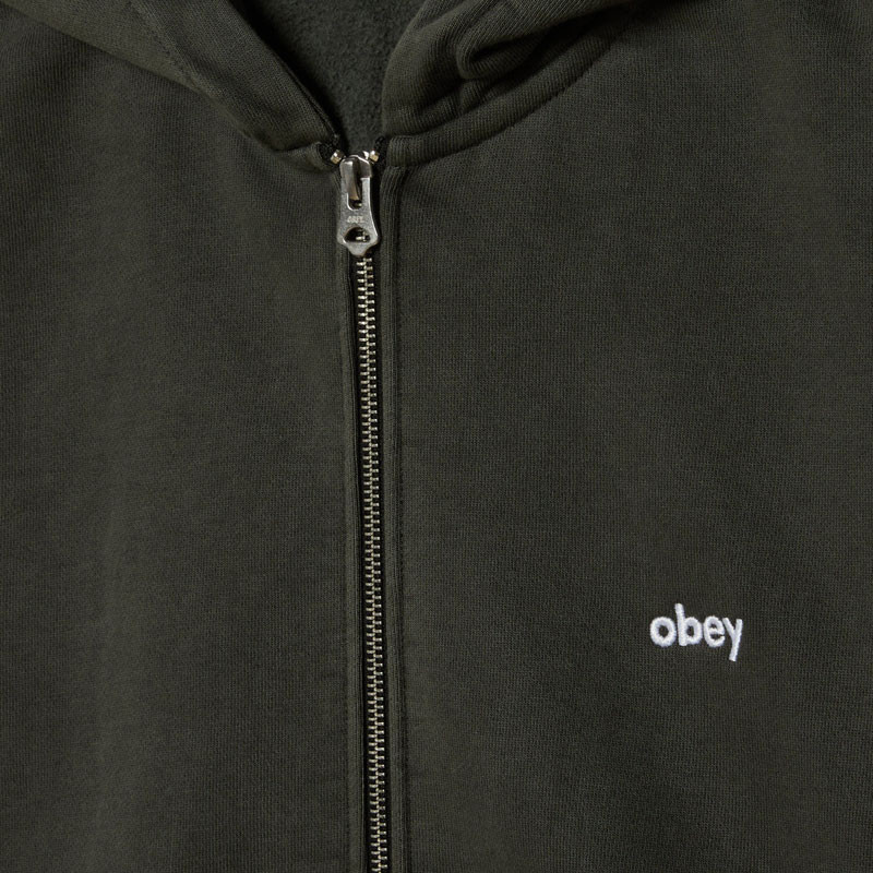Sudadera Obey: Lowercase Pigment Zip Hood (Pgmnt Prt Blk)