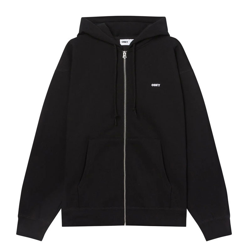 Sudadera Obey: Established Works Bold Zip Hoo (Black)