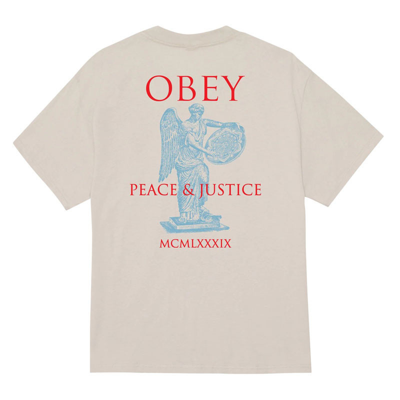 Camiseta Obey: Obey Peace And Justice Statue (Silver Gry)