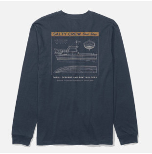 Camiseta Salty Crew: Boat Shop LS Tee (Navy)