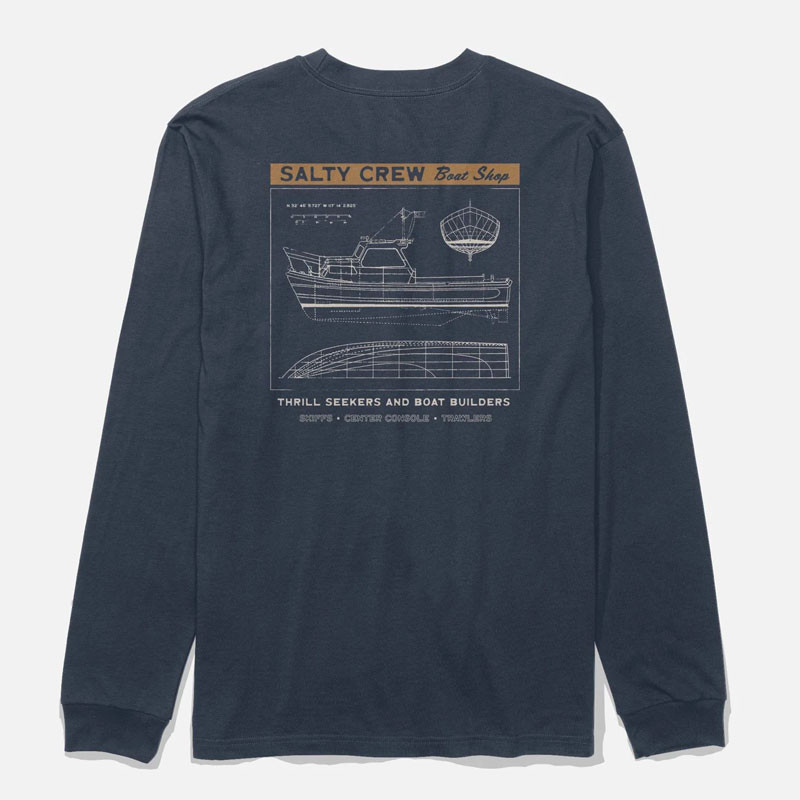 Camiseta Salty Crew: Boat Shop LS Tee (Navy)