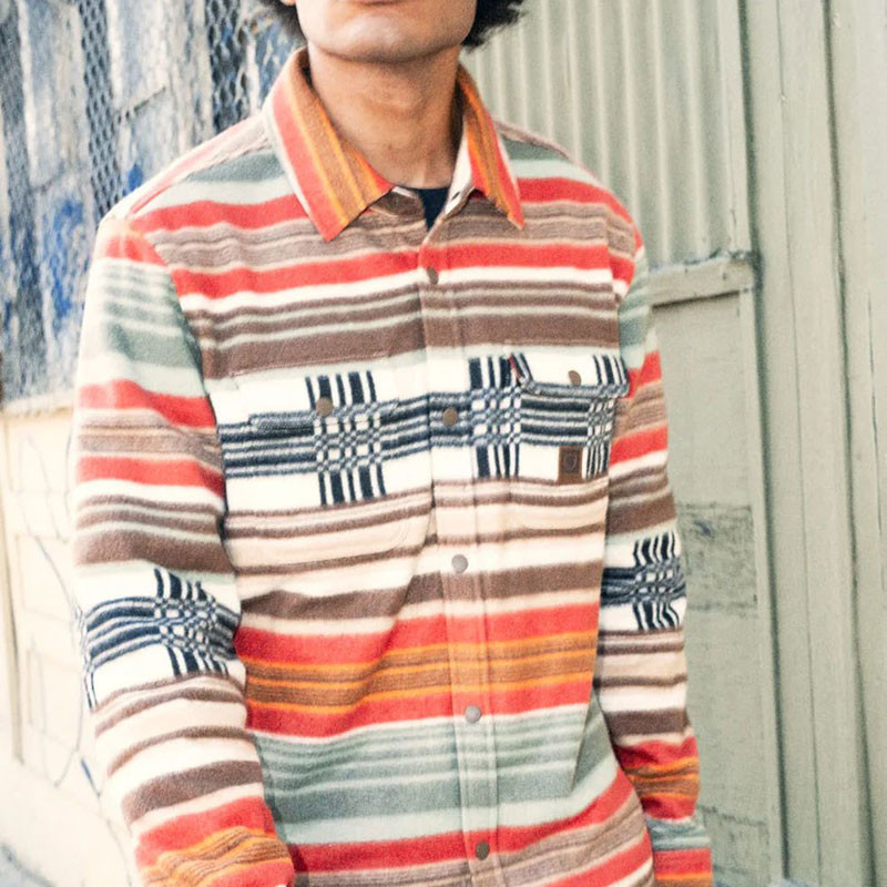 Chaqueta Brixton: Bowery LS Arctic Stretch (Mult Blnkt Strp)