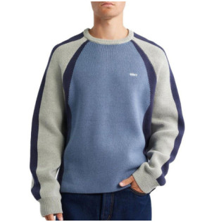 Jersey Obey: Raglan Crew Neck Sweater (Dull Blue Multi)
