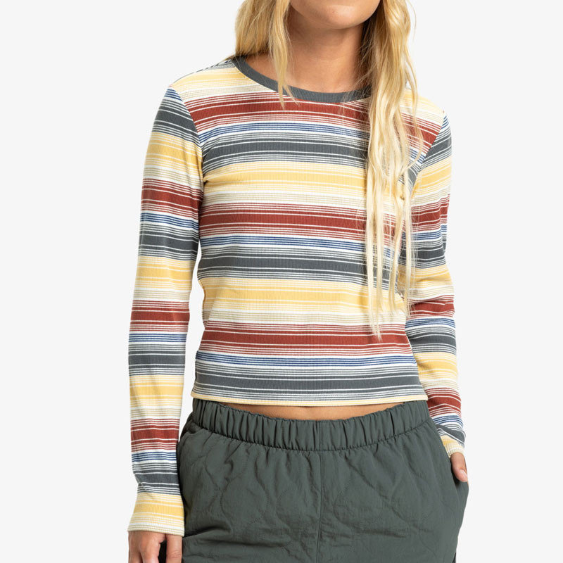 Camiseta Quiksilver: Sunday LS Tee (Rattan Stripe)