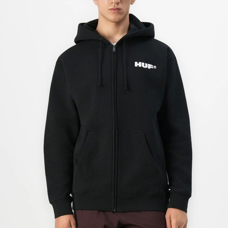 Sudadera HUF: All Caps FZ Hoodie (Black)