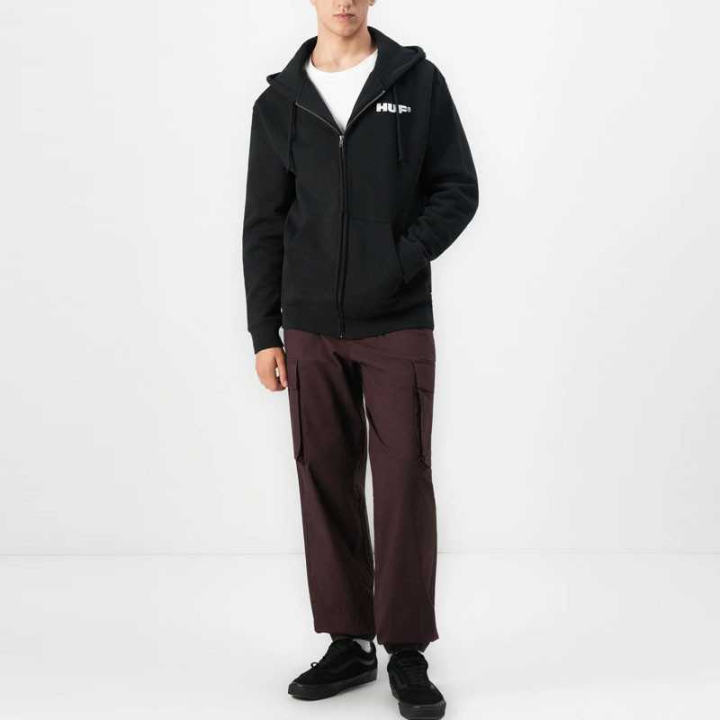 Sudadera HUF: All Caps FZ Hoodie (Black)