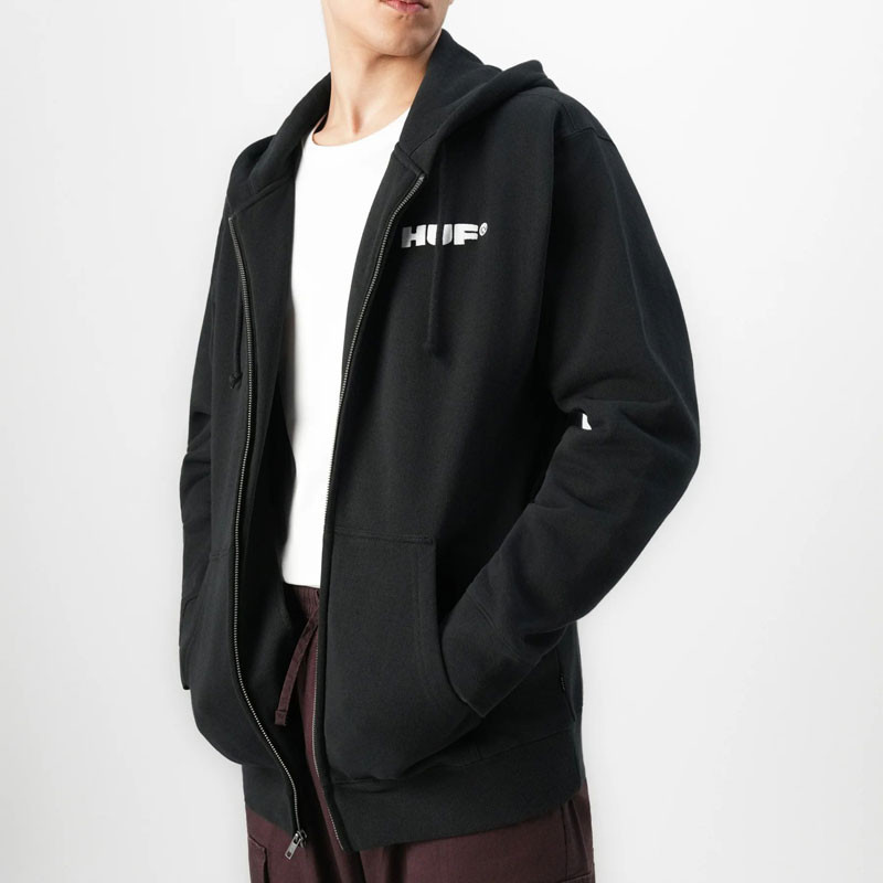 Sudadera HUF: All Caps FZ Hoodie (Black)