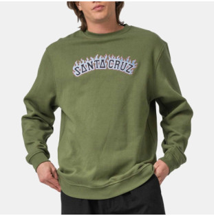 Sudadera Santa Cruz: Burnt Collegiate Crew (Dark Moss)