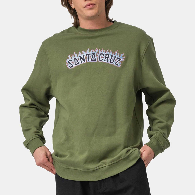Sudadera Santa Cruz: Burnt Collegiate Crew (Dark Moss)