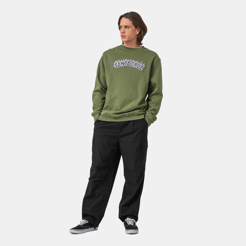 Sudadera Santa Cruz: Burnt Collegiate Crew (Dark Moss)