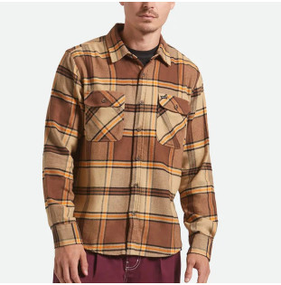 Camisa Brixton: Bowery Flannel (Sand Pinecon Solar Orange)