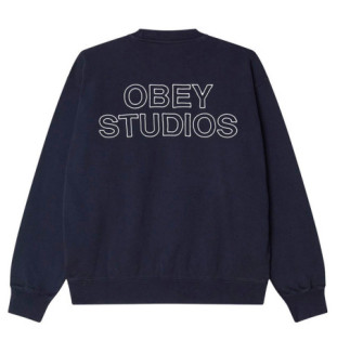 Sudadera Obey: Obey Studios Faded Crew (Dk Ny Faded Wash)