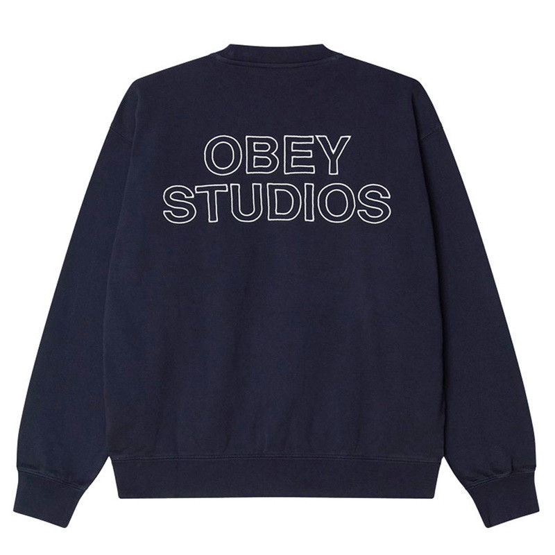 Sudadera Obey: Obey Studios Faded Crew (Dk Ny Faded Wash)