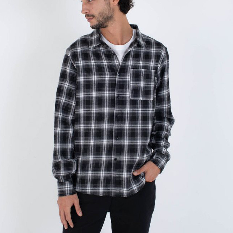 Camisa Hurley: Axe Knit Flannel Shirt (Black)