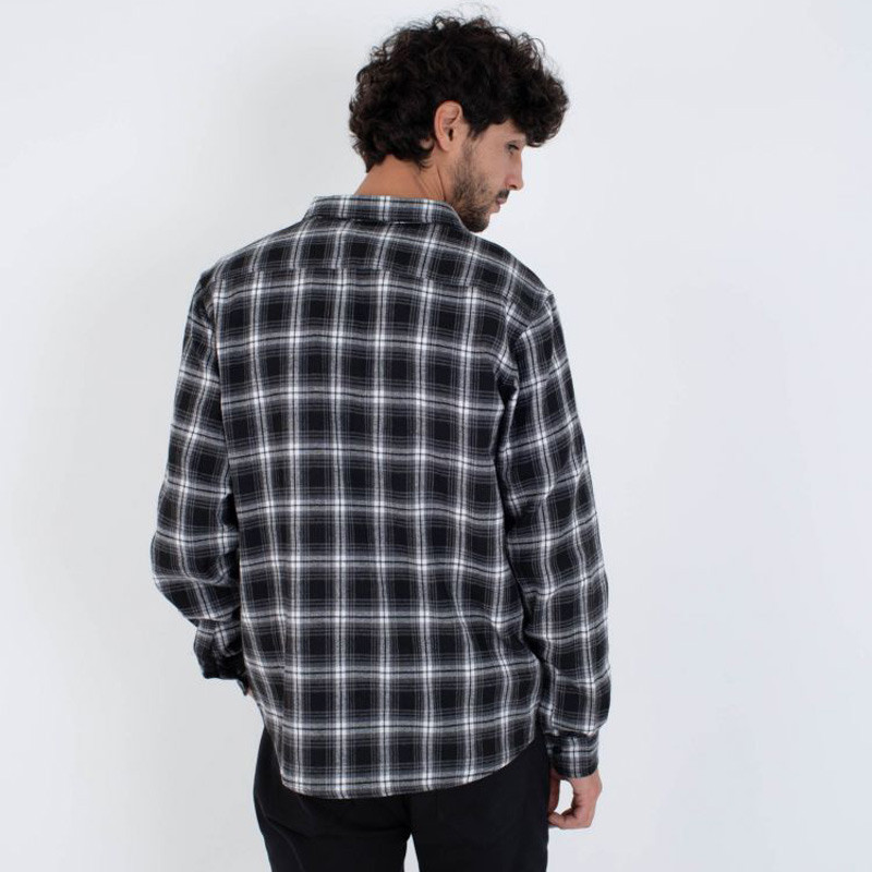 Camisa Hurley: Axe Knit Flannel Shirt (Black)