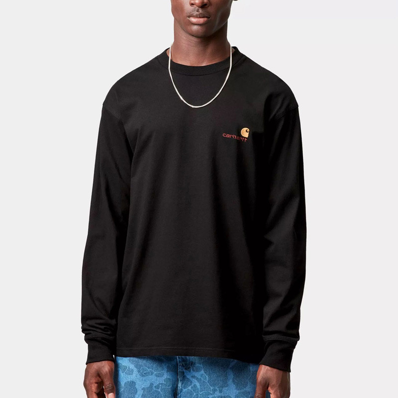 Camiseta Carhartt WIP: LS American Script T Shirt (Black)
