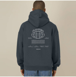 Sudadera Atlas: The Earth Boxy Hood (Indian Ink Grey Wht)