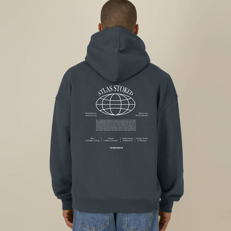 Sudadera Atlas: The Earth Boxy Hood (Indian Ink Grey Wht)