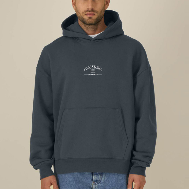 Sudadera Atlas: The Earth Boxy Hood (Indian Ink Grey Wht)