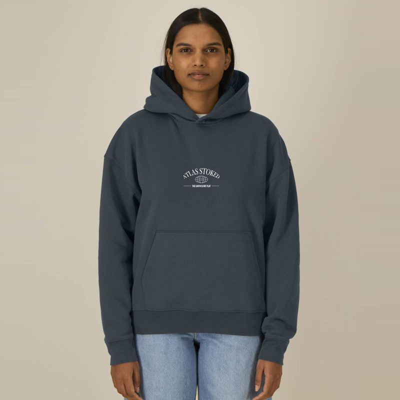 Sudadera Atlas: The Earth Boxy Hood (Indian Ink Grey Wht)