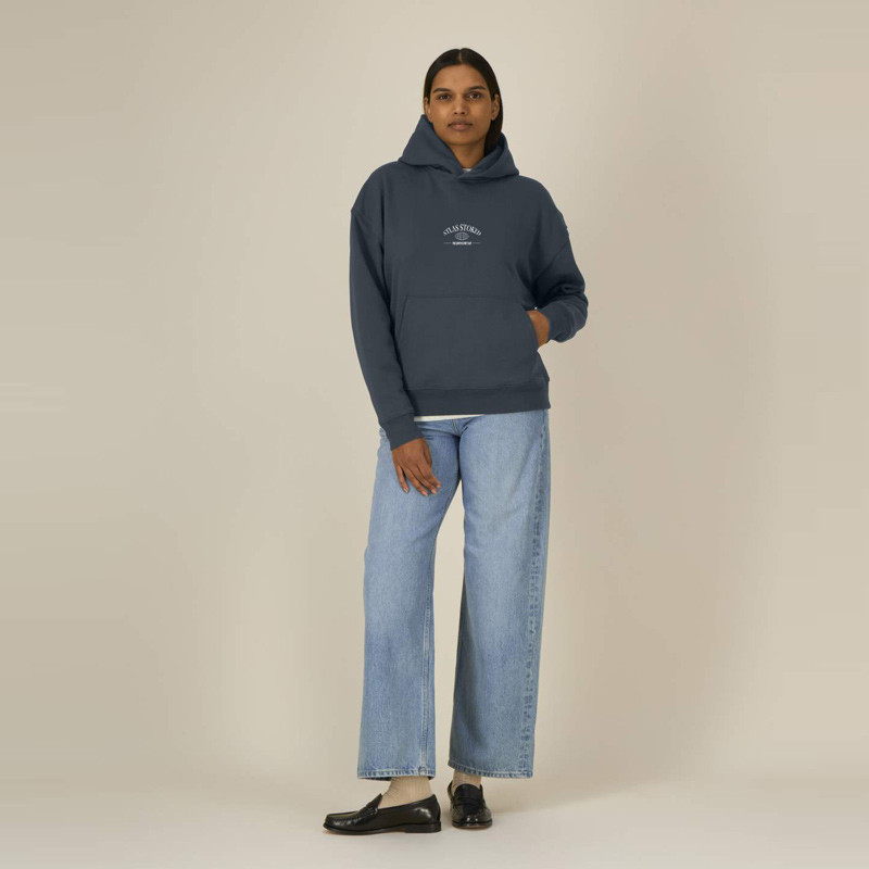 Sudadera Atlas: The Earth Boxy Hood (Indian Ink Grey Wht)