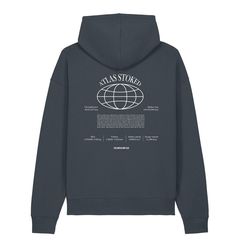 Sudadera Atlas: The Earth Boxy Hood (Indian Ink Grey Wht)