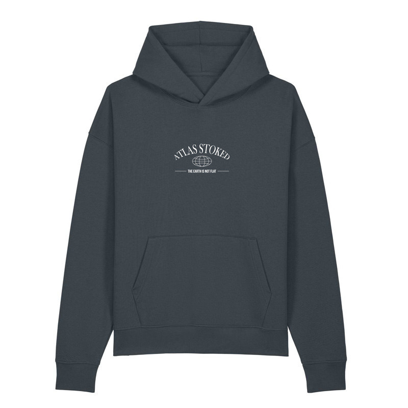 Sudadera Atlas: The Earth Boxy Hood (Indian Ink Grey Wht)