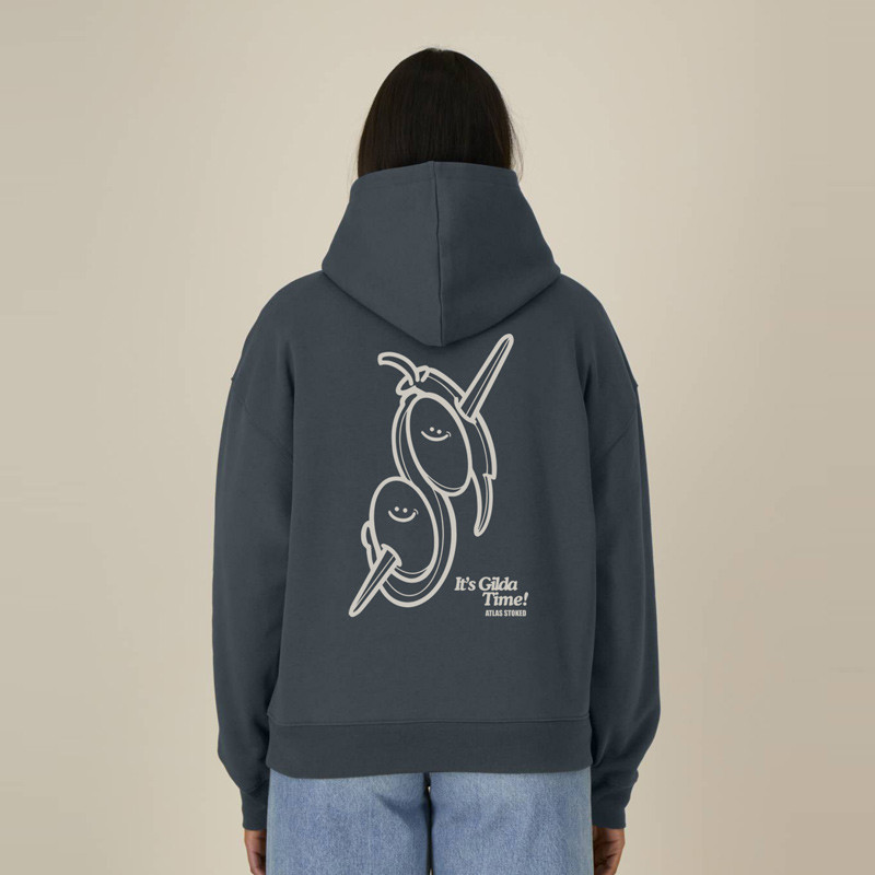 Sudadera Atlas: Gilda Boxy Hood (Indian Ink Grey Off Wht)