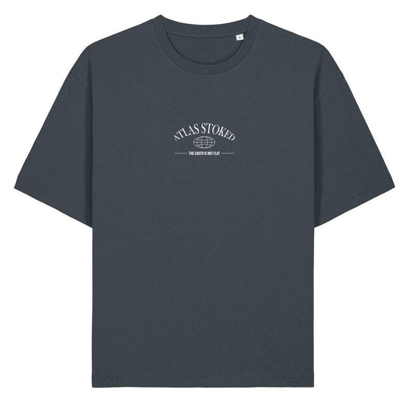 Camiseta Atlas: The Earth Boxy Tee (Indian Ink Grey White)