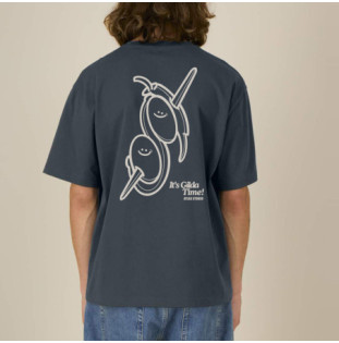 Camiseta Atlas: Gilda Boxy Tee (Indian Ink Grey Off White)