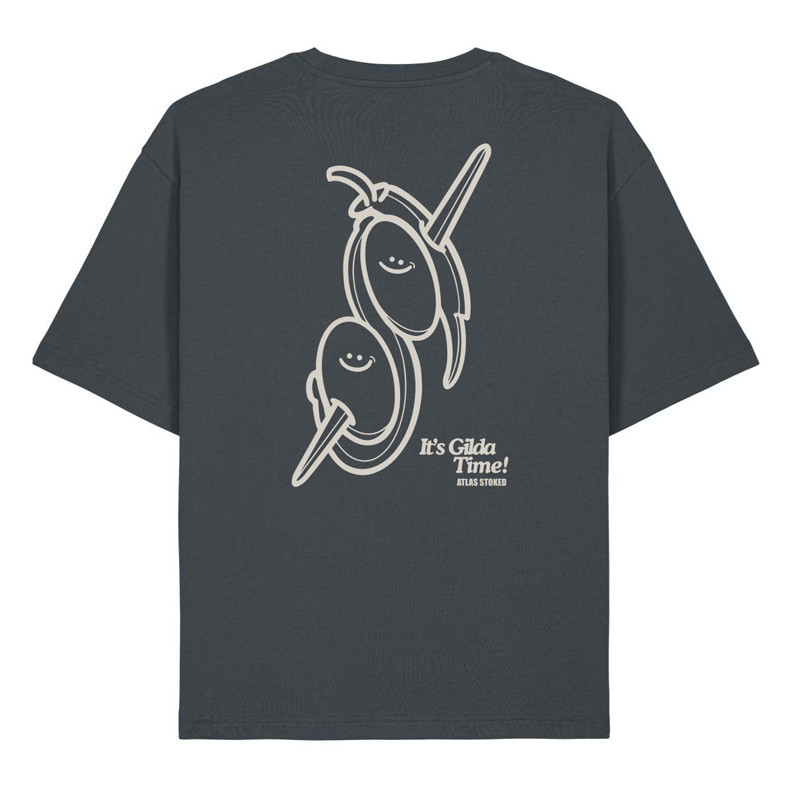 Camiseta Atlas: Gilda Boxy Tee (Indian Ink Grey Off White)