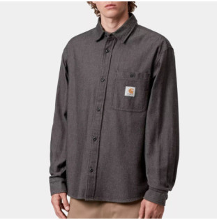 Camisa Carhartt WIP: LS Edgar Shirt (Black Wax)