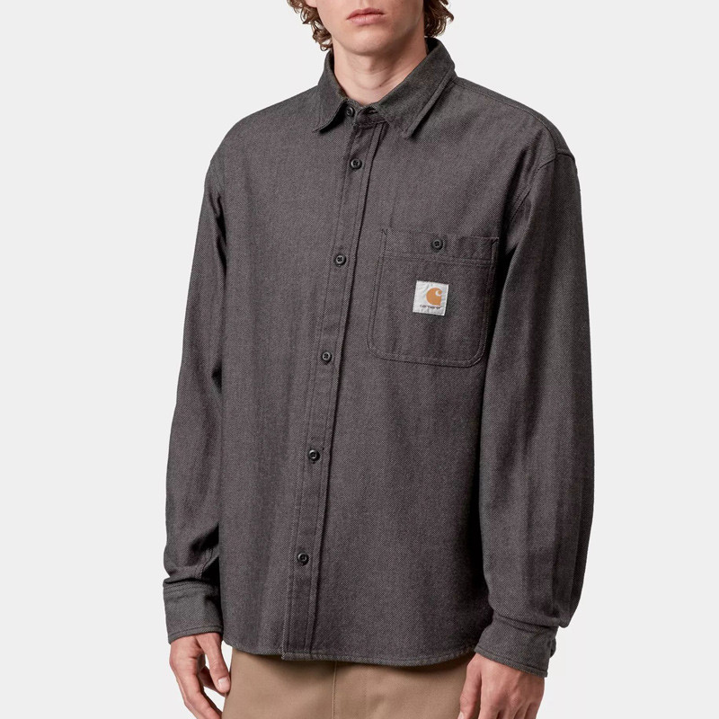 Camisa Carhartt WIP: LS Edgar Shirt (Black Wax)
