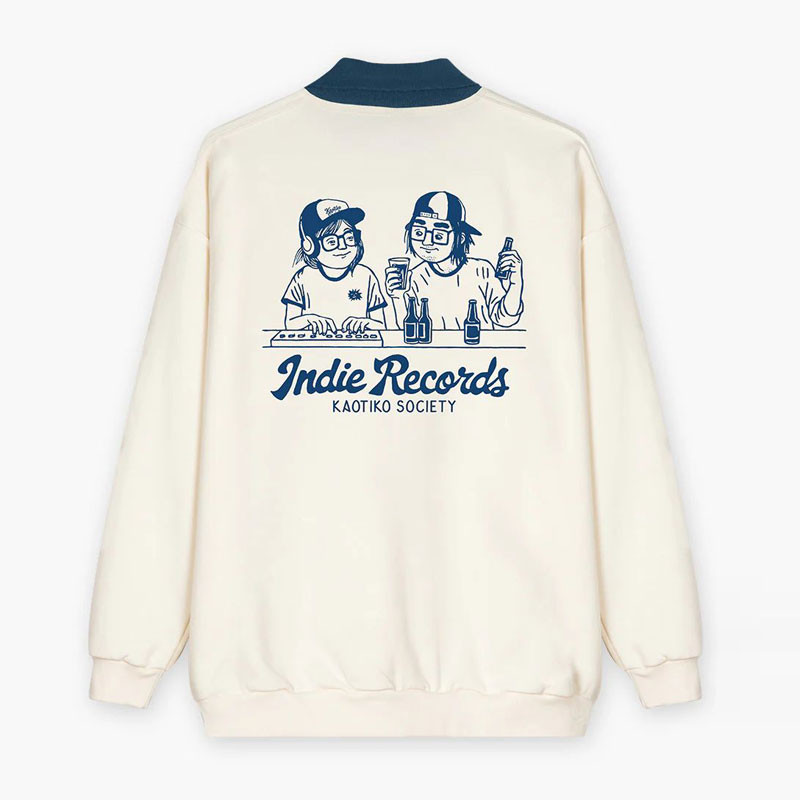 Sudadera Kaotiko: Crew Button Indie Couple (Ivory Navy)