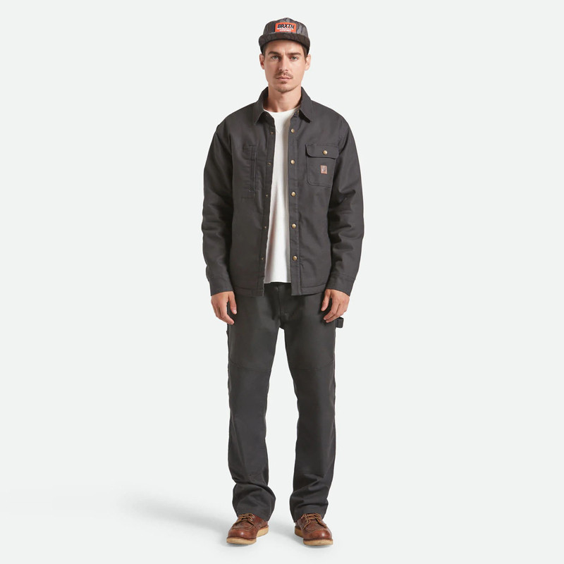 Chaqueta Brixton: Builders Stretch Lined Jkt (Wash Blk Red)