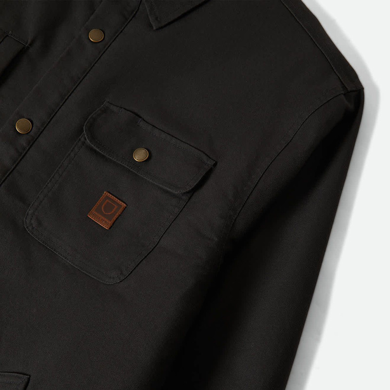 Chaqueta Brixton: Builders Stretch Lined Jkt (Wash Blk Red)