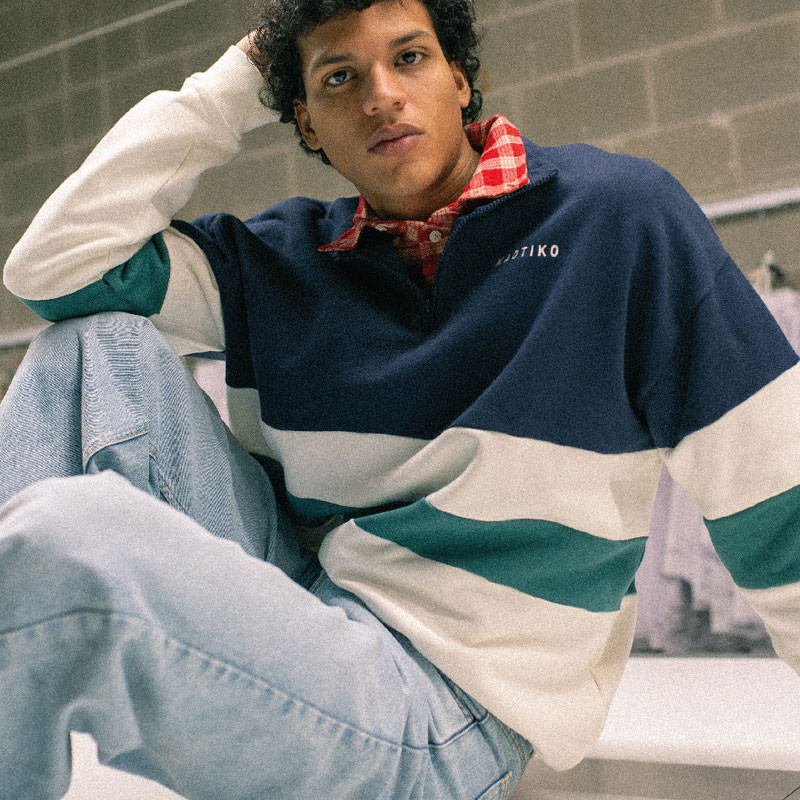 Sudadera Kaotiko: Crew Carter (Ivory Navy Heura)